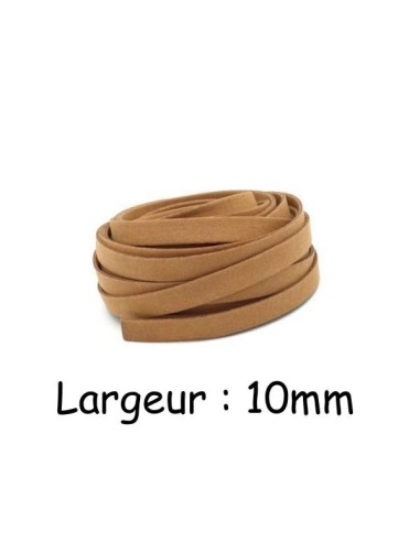 Lanière suédine 10mm, daim synthétique marron camel