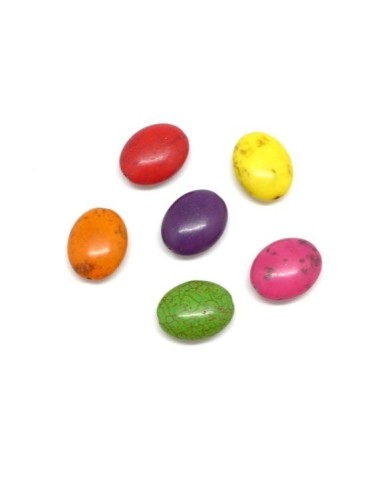 Perle ovale style  "Howlite" multicolore 20mm x 15mm