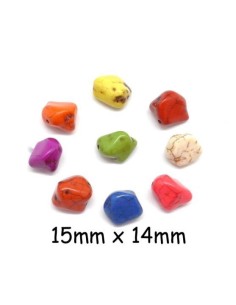 Perle galet, cailloux imitation turquoise "Howlite" multicolore  25mm x 14mm