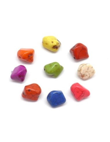 Perle galet en pierre multicolore pour création bijoux porte clé