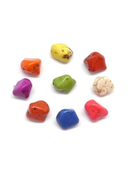 Perle galet en pierre multicolore pour création bijoux porte clé