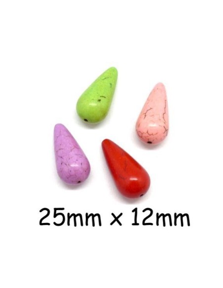 Perle pampille en pierre style howlite multicolore