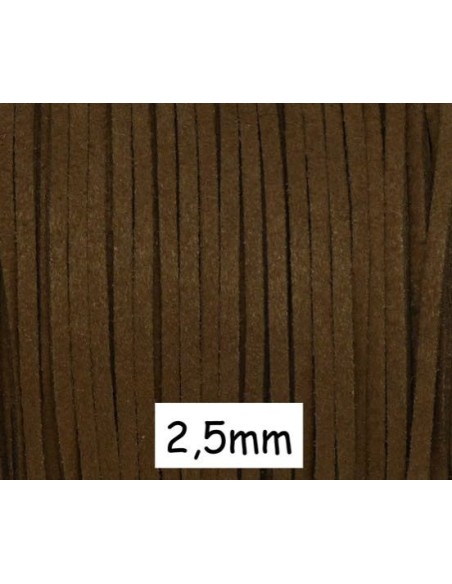 Cordon plat daim synthétique 2,5mm marron brun