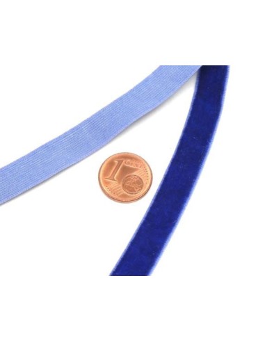 Galon élastique plat 10mm en velours bleu outremer- Idéal scrapbooking, couture