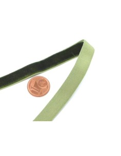 Ruban élastique 10mm en velours vert olive foncé- Idéal headband, scrapbooking 2
