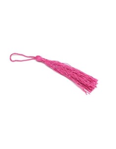 Pompon rose fuchsia en polyester 10-14 cm brillant