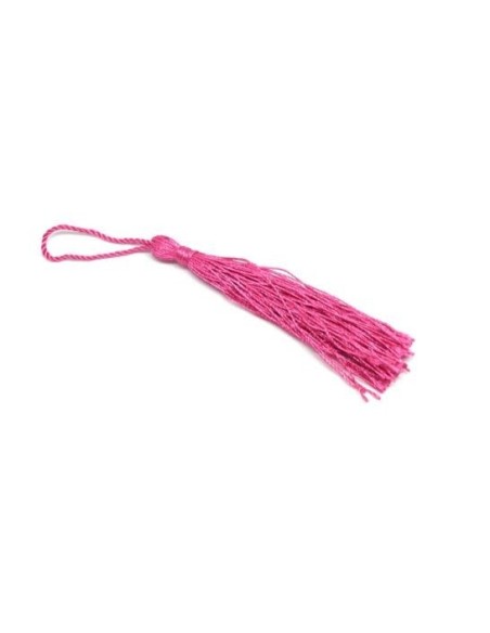 Pompon rose fuchsia en polyester 10-14 cm brillant