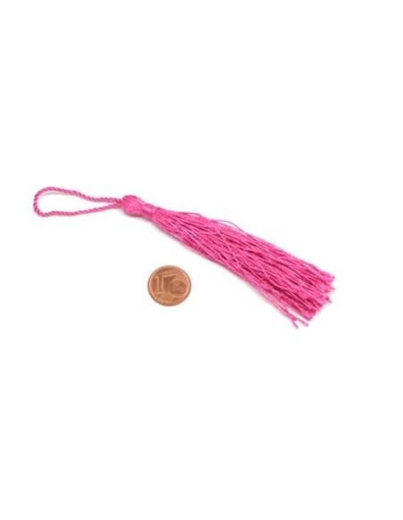 Pompon rose fuchsia en polyester 10-14 cm brillant pour création DIY