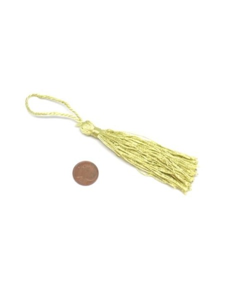 Pompon vert anis clair en polyester  pas cher 10cm pour création bijoux