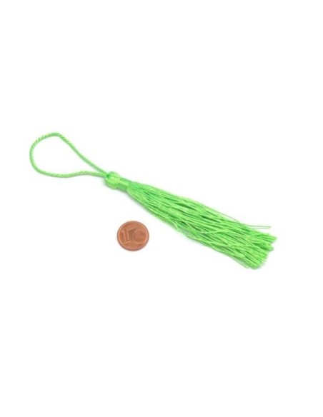 Pompon vert fluo en polyester brillant 10cm pour création collier