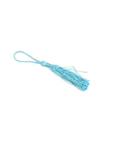 Pompon bleu cérulé en polyester 10-14 cm brillant - Idéal customisation