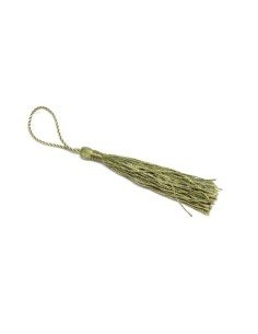 Pompon vert olive en polyester 10-14 cm brillant
