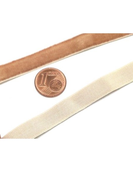 Galon élastique 10mm en velours marron clair bisque - Idéal couture