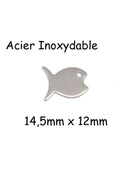 Breloque poisson argenté en acier inoxydable 14mm pour bijoux