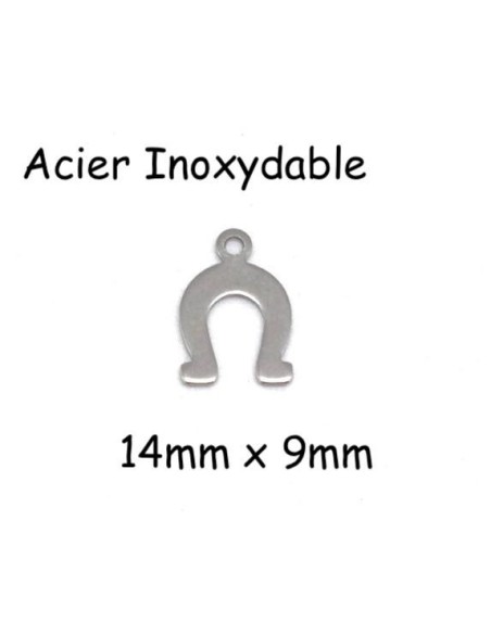 Breloque fer à cheval argenté en acier inoxydable pour création bijoux