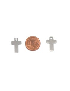 Breloque croix en métal argenté acier inoxydable 16mm 2