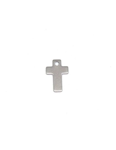 Pendentif croix argenté en acier inox pour bijoux