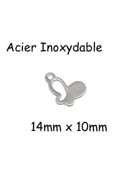 Petite breloque papillon argenté en acier inoxydable pour bijoux