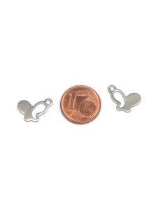Petite breloque papillon argenté en acier inoxydable pour bijoux 2