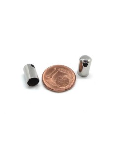 Embout rond argenté en acier inoxydable pour cordon de 5mm 2