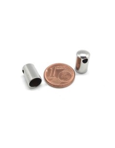 Embout rond argenté en acier inoxydable pour cordon de 6mm 2