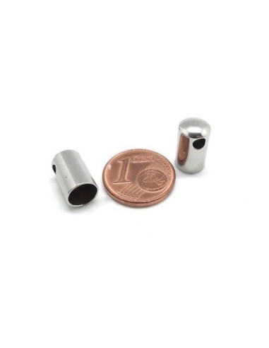 Embout argenté pour cuir de 6mm acier inox