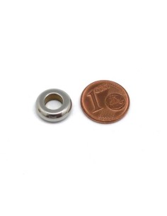 Perle ronde donut à gros trou en acier inoxydable argenté 12mm 2