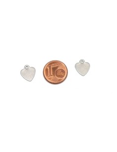 Petite breloque coeur argenté en acier inoxydable 11mm x 10mm 2