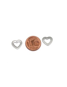 Petit breloque coeur évidé argenté en acier inoxydable 10mm x 11mm pour bracelet 2