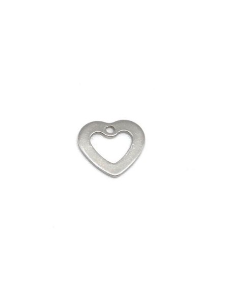 Charm coeur évidé argenté en acier inoxydable 10mm x 11mm pour bracelet
