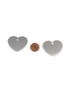 Pendentif coeur argenté en acier inoxydable pouvant être gravé - 30mm x 35mm 2