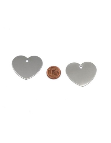 Pendentif coeur argenté en acier inoxydable à graver pour création bijoux