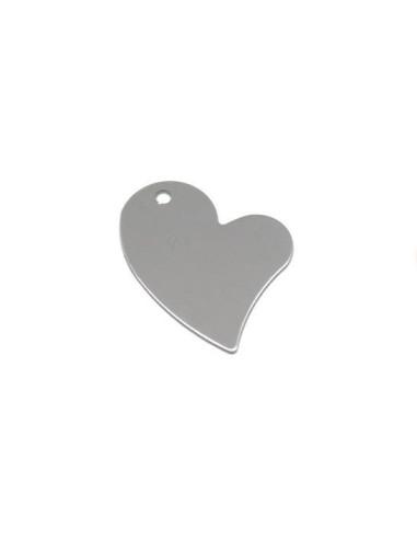 Pendentif  plaque à graver en forme de coeur en acier inox