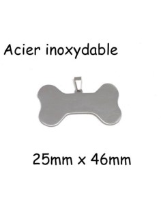 Pendentif os argenté en acier inoxydable pouvant être gravé pour chien