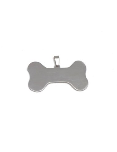 Plaque à graver argenté en acier inoxydable pour collier de chien