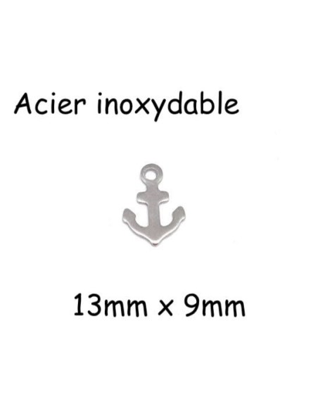 Petite breloque ancre marine argenté en acier inoxydable