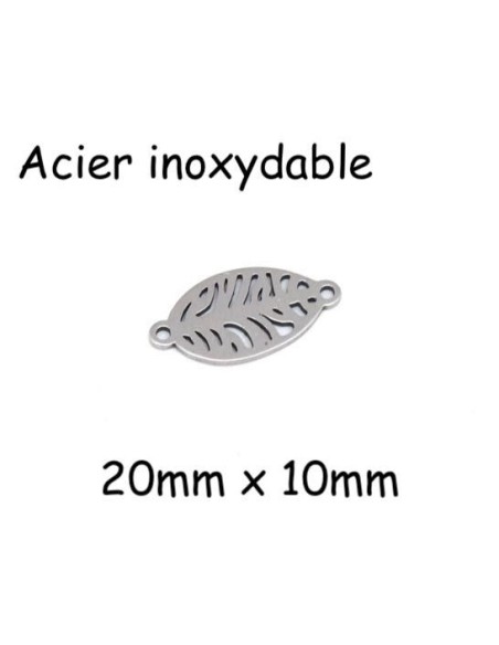 Perle connecteur feuille argenté en acier inoxydable pour bracelet d'amitié