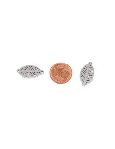 Perle connecteur feuille argenté en acier inoxydable pour bracelet d'amitié 2