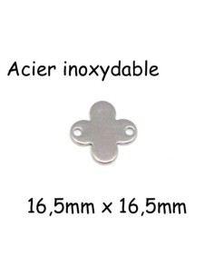 Perle connecteur fleur, croix argenté en acier inoxydable - intercalaire croix