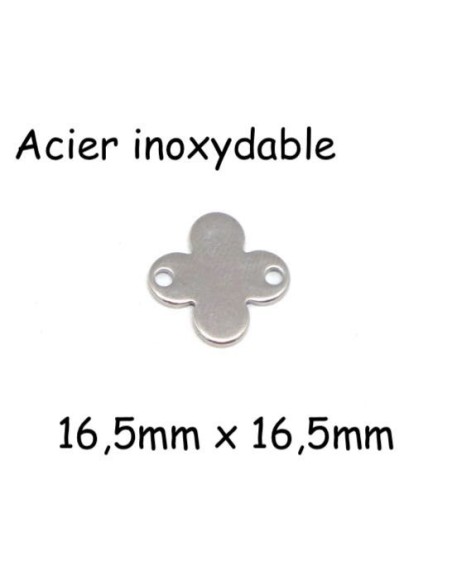 Perle connecteur fleur, croix argenté en acier inoxydable - intercalaire croix