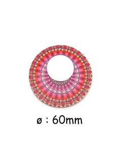 Créole en bois style mandala pour création boucle d'oreilles dégradé de rouge