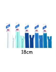 Fermeture éclair métallique 18cm non séparable Eclair Prestil Z11 Maille 3mm bleu et vert assortis ton sur ton