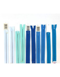 Fermeture éclair métallique 18cm non séparable Eclair Prestil Z11 Maille 3mm bleu et vert assortis ton sur ton 2