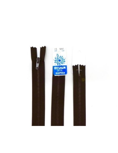 Fermeture éclair métallique 15cm pas chère marron foncé SUPRA