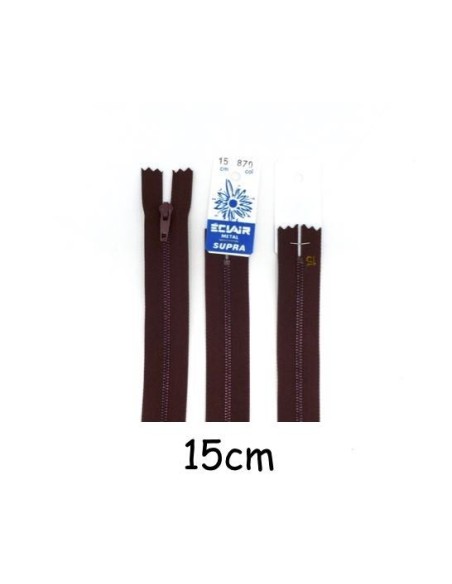 Fermeture éclair métallique 15cm bordeaux Z11 SUPRA non séparable