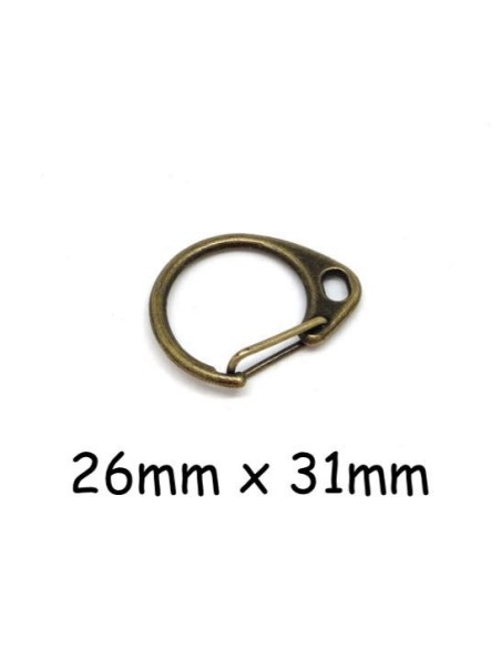 Grand mousqueton bronze pour porte clé, sac 26mm x 31mm