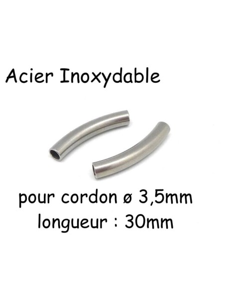 Perle tube argenté en acier inox pour bijoux