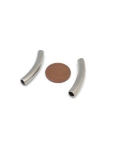 Perle tube argenté en acier inox pour bijoux 2