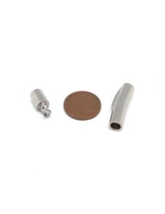 Fermoir clip argenté en acier inoxydable pour cordon cuir de 4mm 2