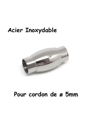 Fermoir aimanté argenté en acier inoxydable pour cordon de 5mm